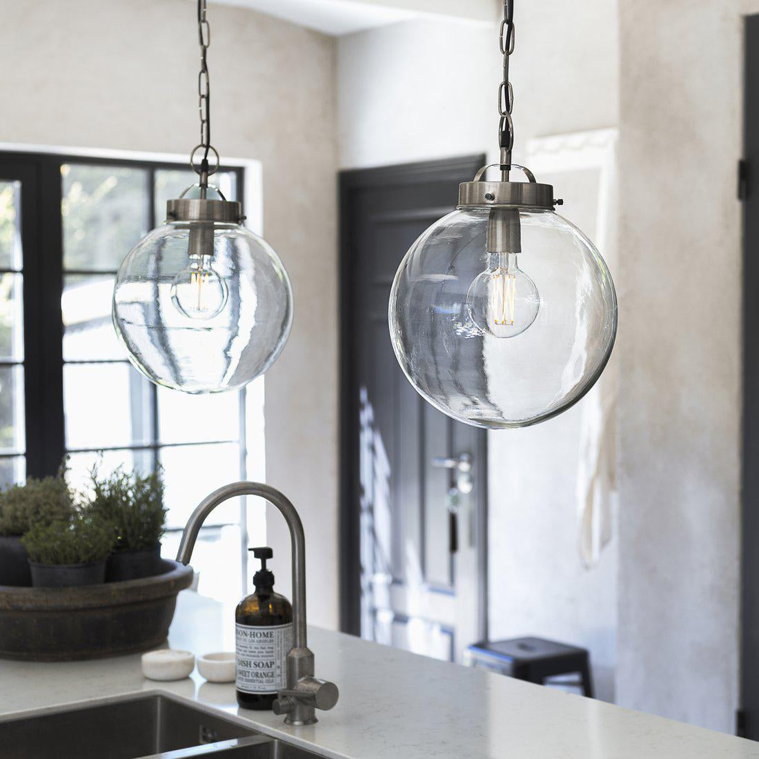 Hängelampe Silber, Pendelleuchte Silber, Durchmesser 30 cm