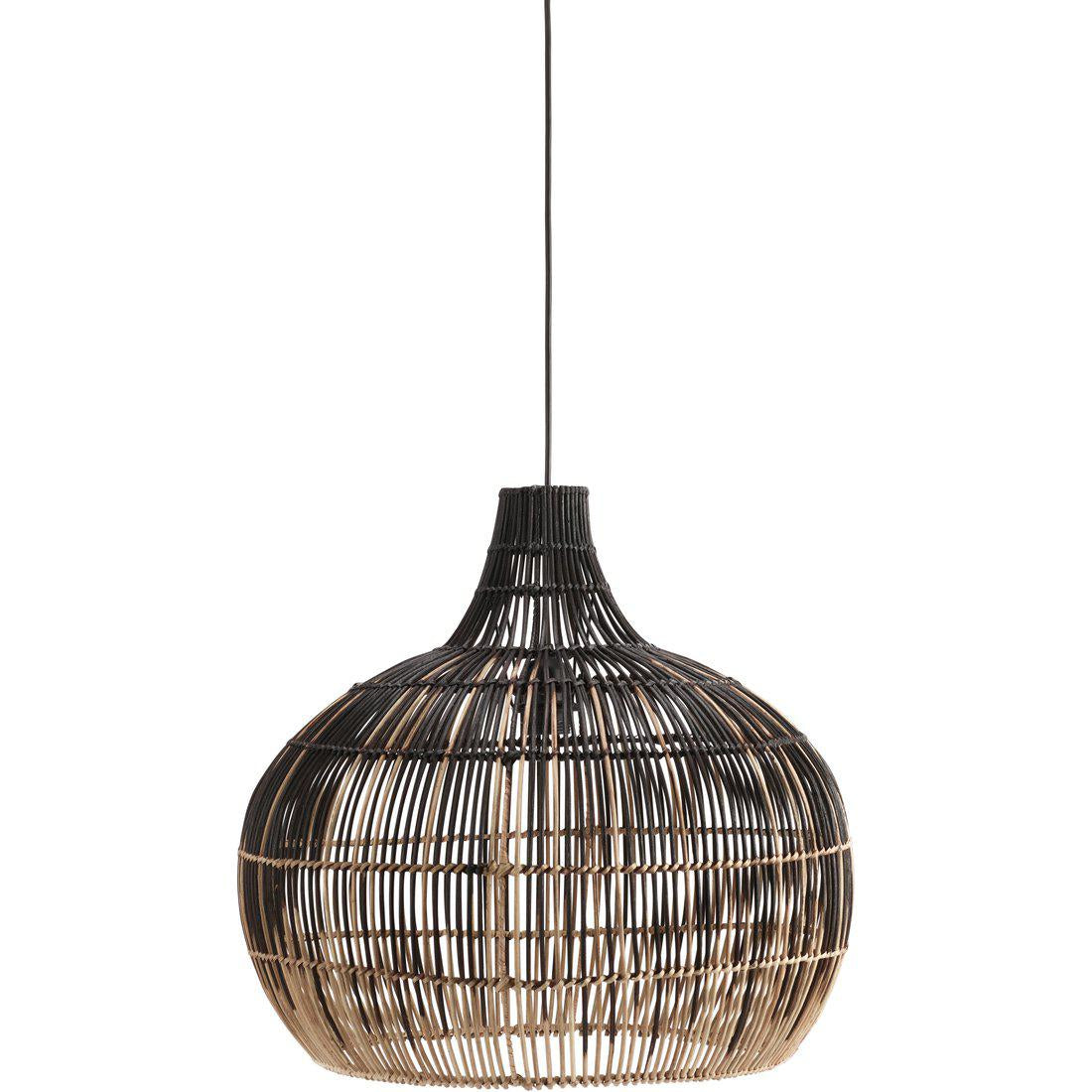 Hängelampe natürliches Rattan, Pendelleuchte Beige/Schwarz,  Durchmesser 50 cm