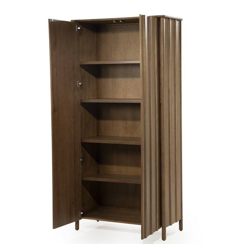Kleiderschrank Holz furniert, Schrank Naturholz-braun, Wohnzimmerschrank Holz, Breite 102 cm