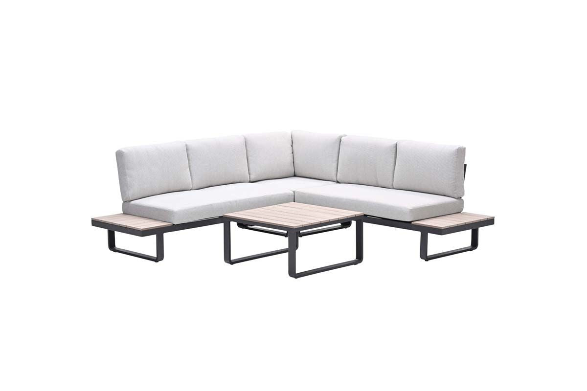 Loungesofa taupe 4-teilig, Gartenecksofa anthrazit, Gartenlounge anthrazit, Maße 239x239 cm