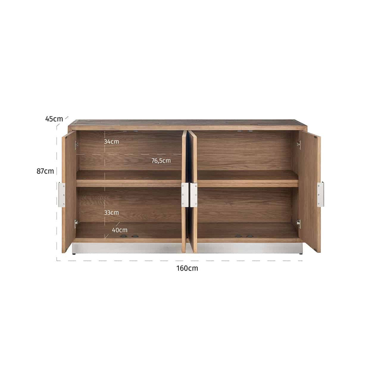 Sideboard Altholz, Anrichte Altholz, Siedeboard Silber Gestell, Breite 160 cm