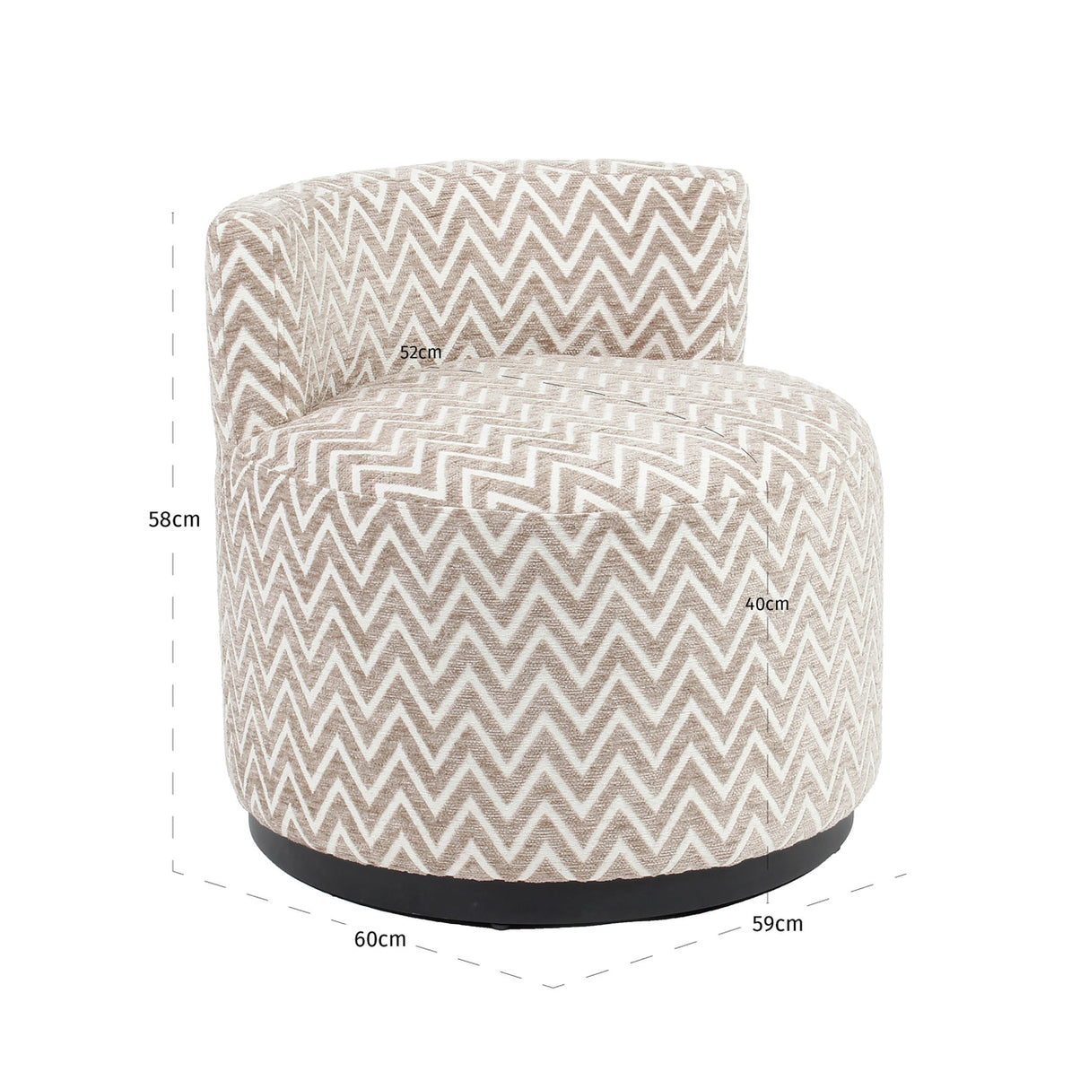 Sessel drehbar taupe, Longe-Sessel beige-taupe, Breite 59 cm