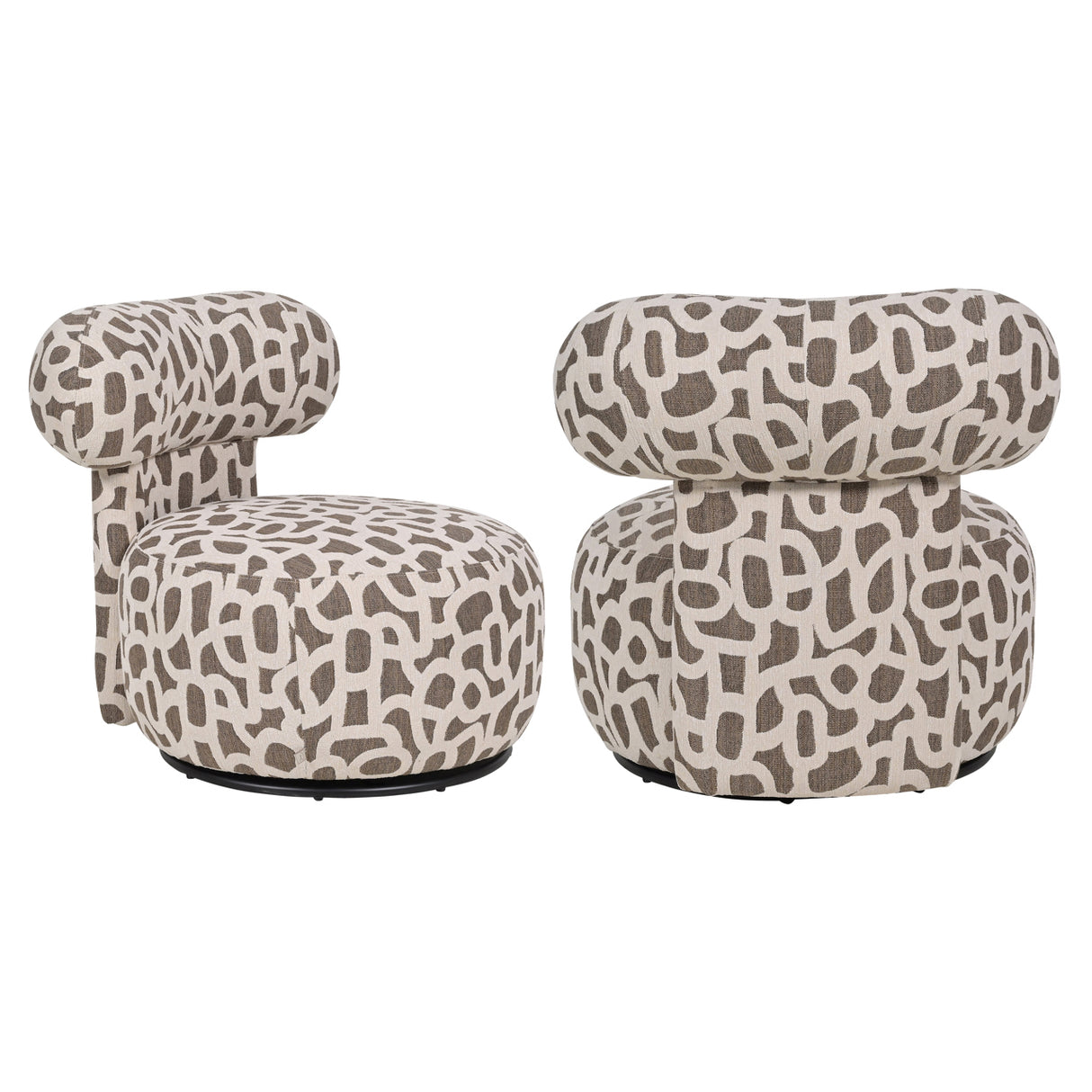Sessel braun drehbar, Longe-Sessel beige-braun, Breite 59 cm