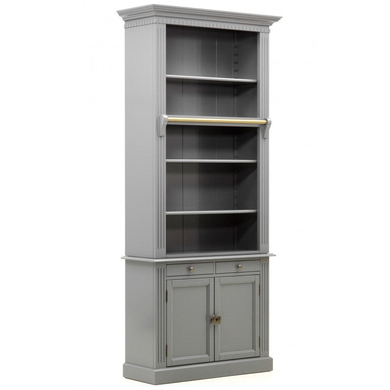 Bücherschrank grau Landhaus, Schrank grau, Aktenschrank grau Landhausstil,  Breite 100 cm