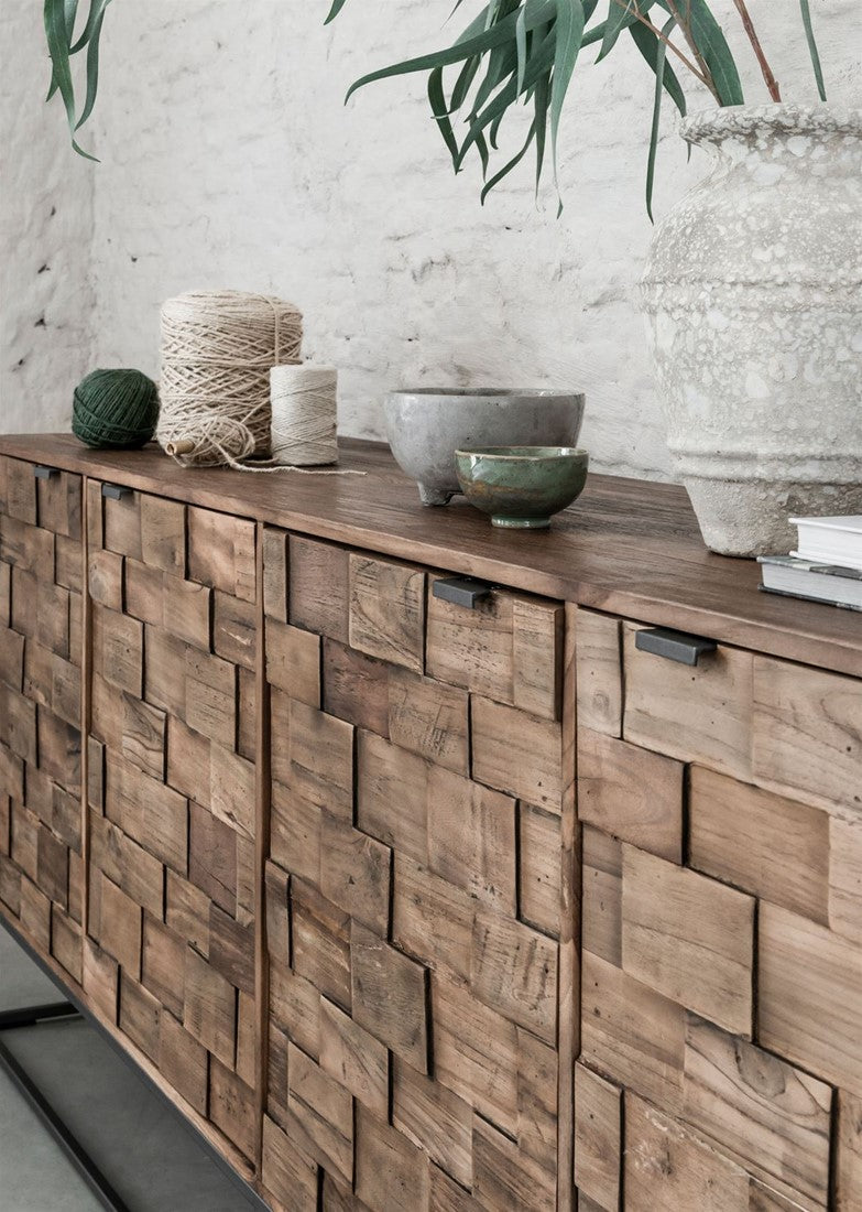 Sideboard Naturholz braun, Anrichte Holz Naturholz, Breite 210 cm