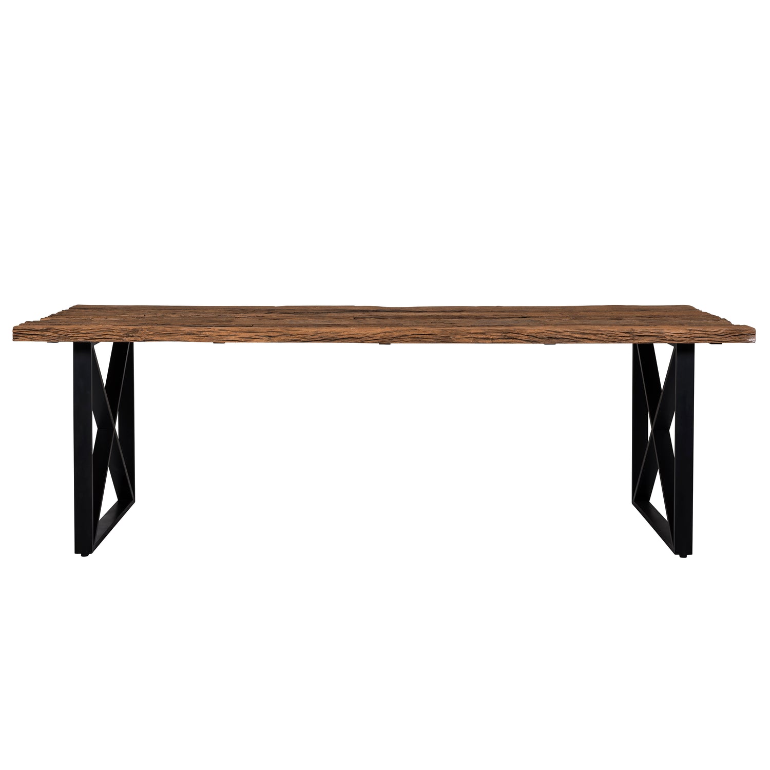 Esstisch Tischplatte aus Altholz, Tisch schwarz im Landhausstil, Länge 200 cm