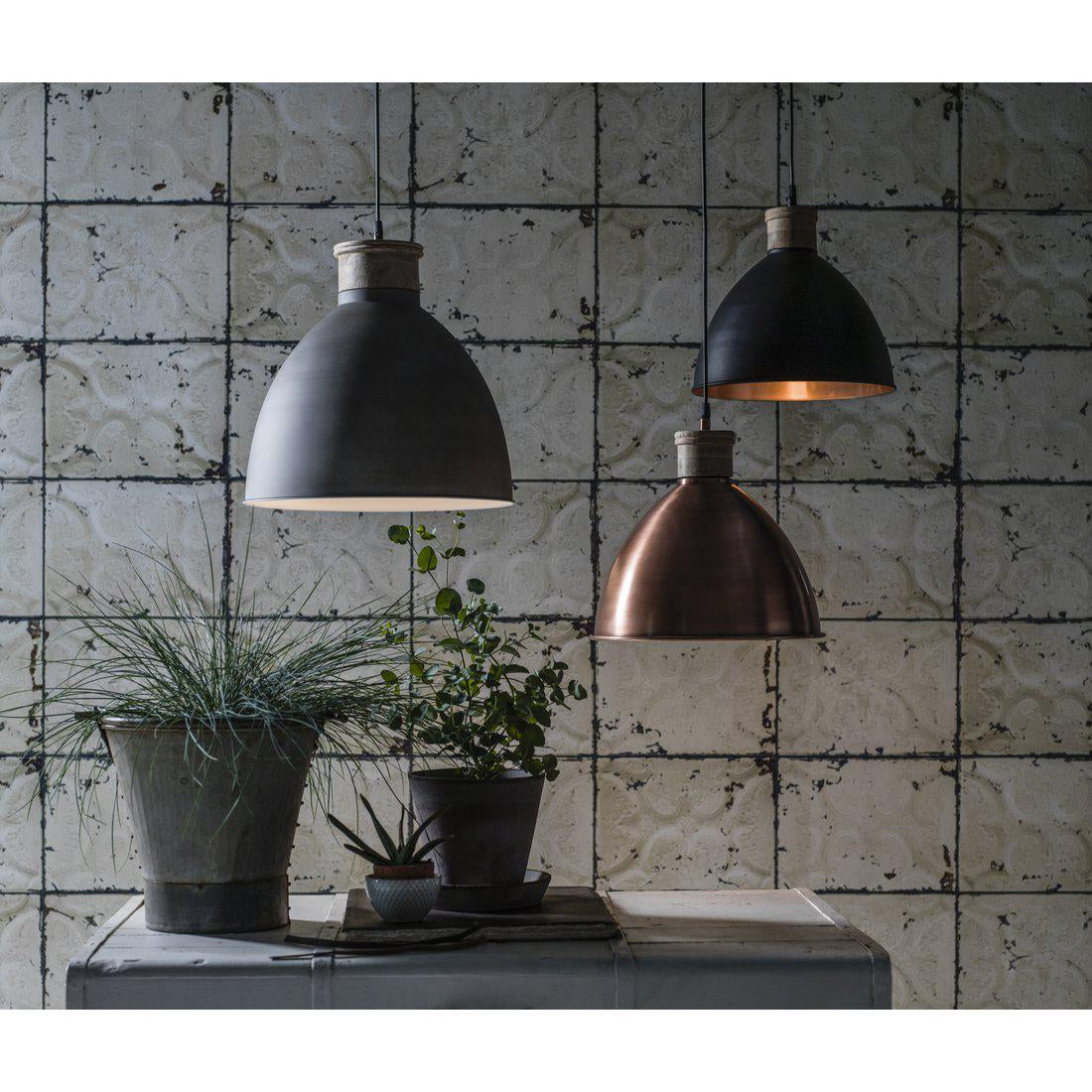 Hängelampe Zement Grau, Pendelleuchte Zement Grau, Durchmesser 32 cm