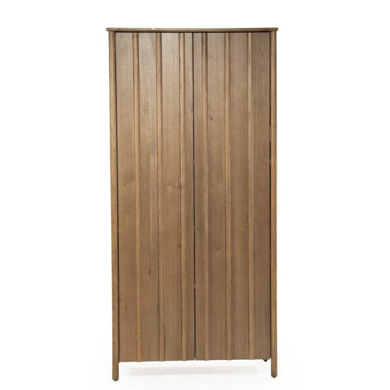 Kleiderschrank Holz furniert, Schrank Naturholz-braun, Wohnzimmerschrank Holz, Breite 102 cm