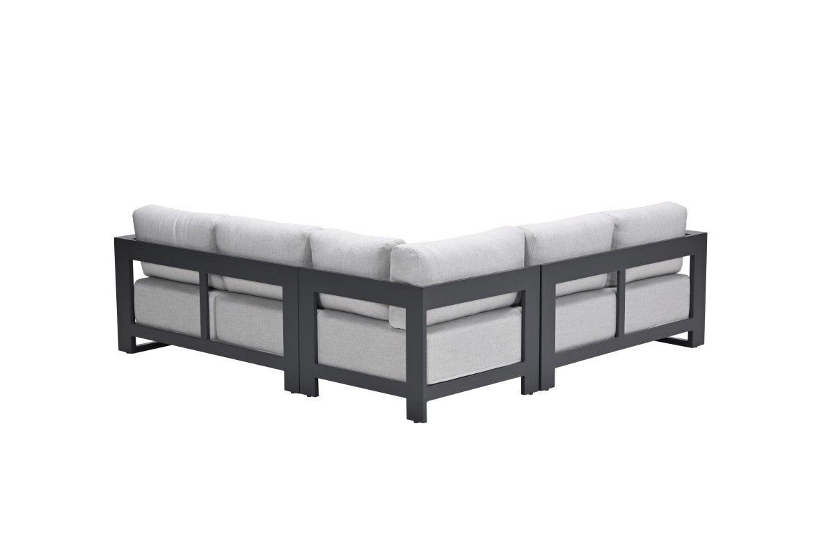 Lounge Sitzecke schwarz, Garten Sitzecke schwarz, Gruppensitzbank schwarz, Sitzgruppe Aluminium schwarz