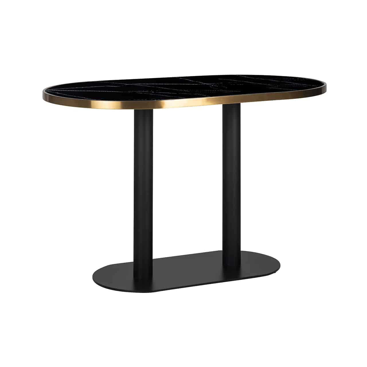 Bistrotisch oval Gold-schwarz, Esstisch oval Gold, Tisch oval Gold-schwarz,  Breite 120 cm