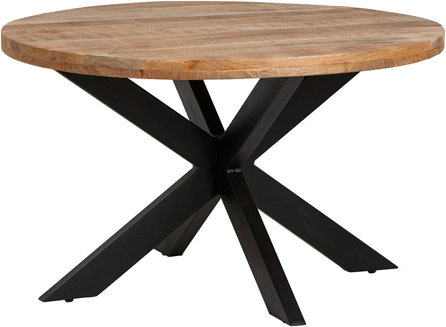 Esstisch rund Holz Metall, Tisch rund Massivholz Tischplatte, Durchmesser 100 cm