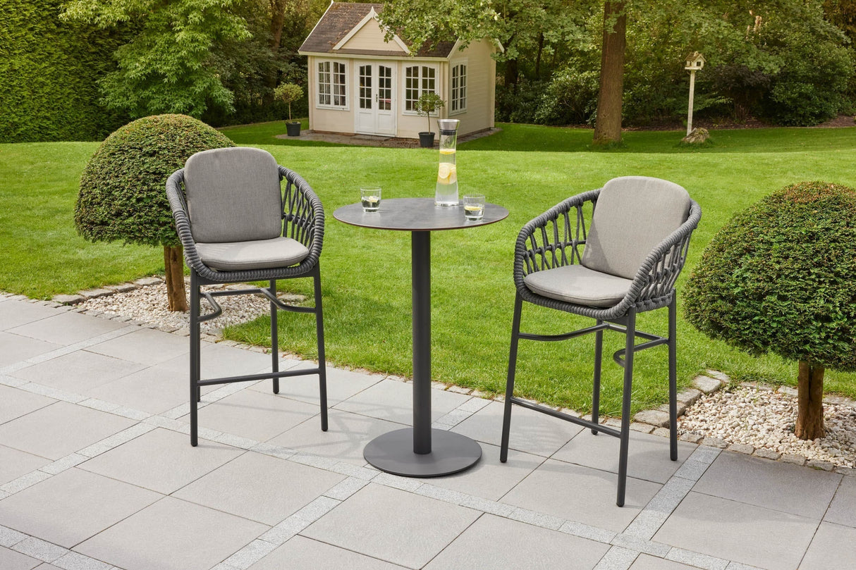 Gartenbarstuhl grau, Bartstuhl grau Ourdoor, Sitzhöhe 66 cm