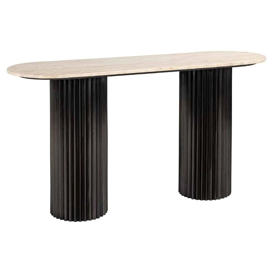 Konsole Travertinstein, Wandtisch beige Travertin, Ablagetisch schwarz Travertin, Breite 150 cm