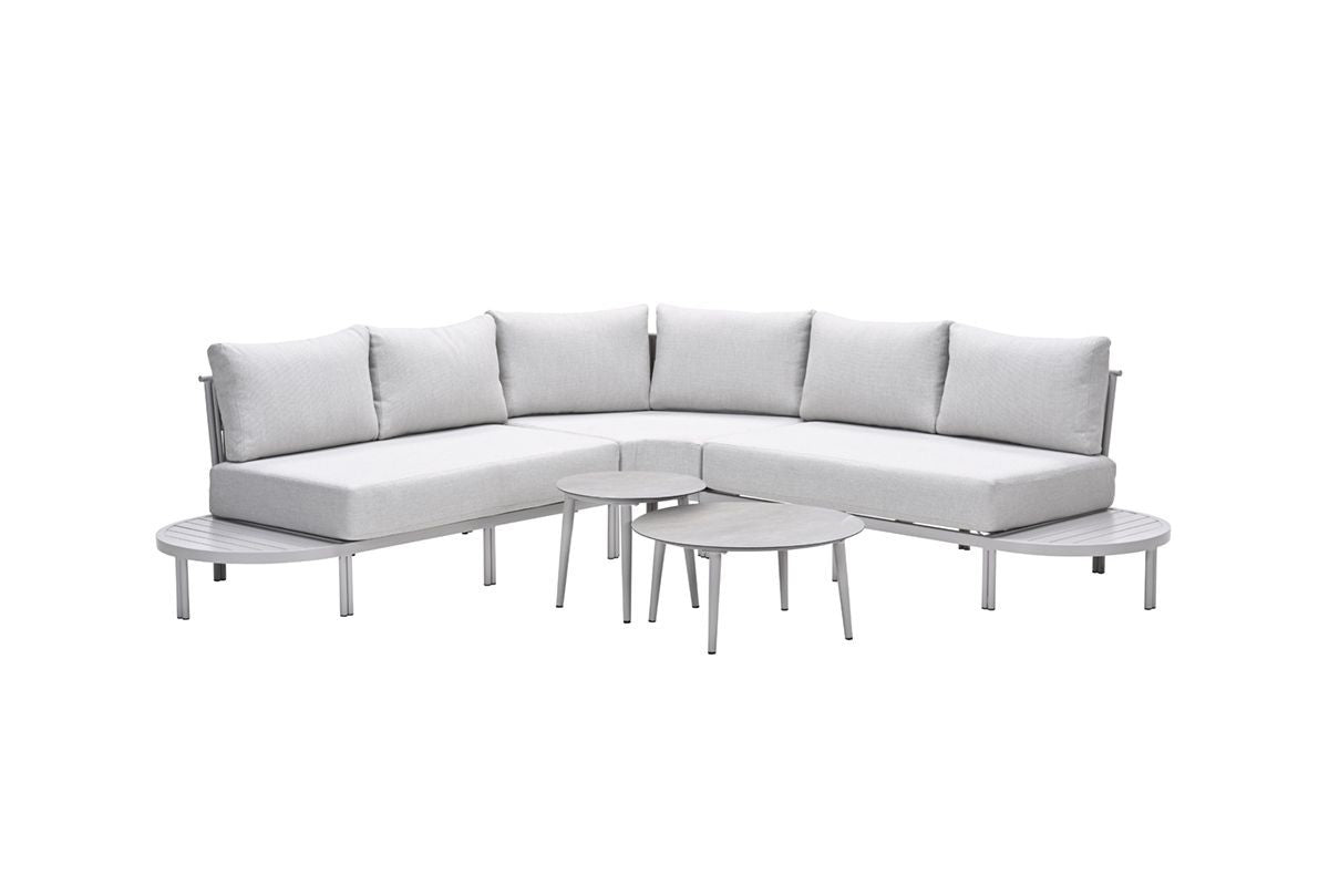 Loungesofa taupe 5-teilig, Gartenecksofa taupe, Gartenlounge taupe, Maße 269x269 cm