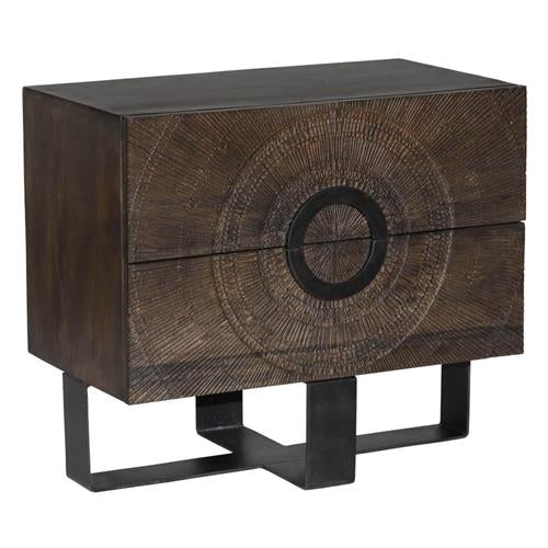 Kommode braun Relief-Front, Sideboard Massivholz, Breite 80 cm