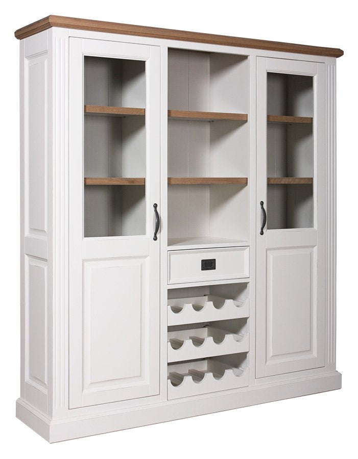 Weinschrank weiß Landhaus, Schrank weiß Landhausstil, Buffetschrank weiß Landhausstil, Breite 157 cm