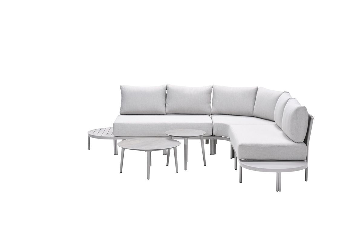 Loungesofa taupe 5-teilig, Gartenecksofa taupe, Gartenlounge taupe, Maße 269x269 cm