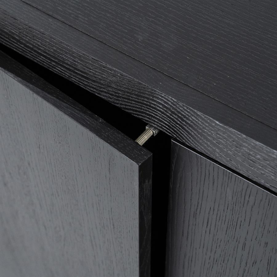 Sideboard schwarz mit zwei Schubladen, Anrichte schwarz Holz, Breite 200 cm