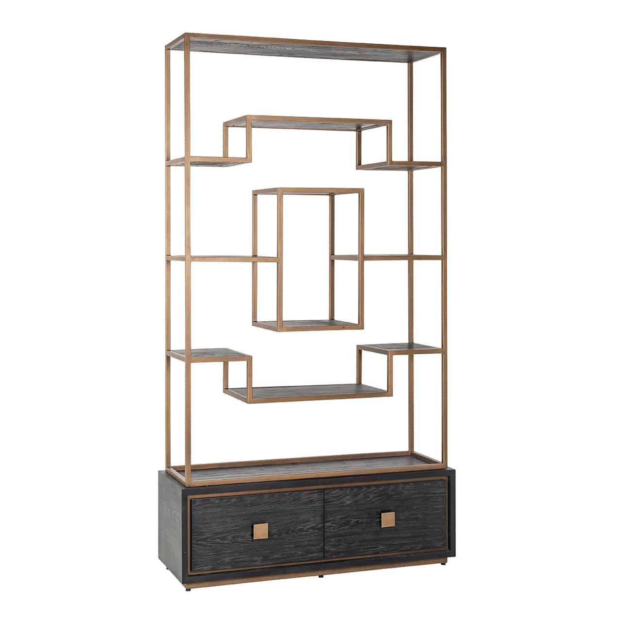 Regal schwarz, Bücherregal schwarz Eiche furniert, Breite 120 cm
