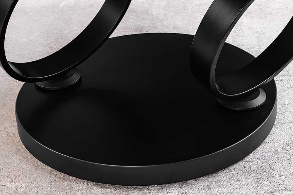 Couchtisch schwarz-weiß, Couchtisch ausziehbar rund, Durchmesser 80-134 cm