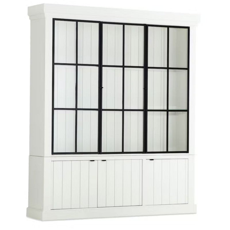 Vitrine Eiche massiv Landhaus, Geschirrschrank Eiche Landhausstil, Schrank Landhaus, Breite 192 cm