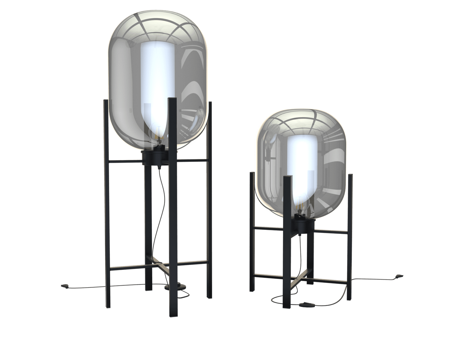 Tischlampe Glas Metall, moderne Tischleuchte schwarz, Tischlampe schwarz, Höhe 50 cm