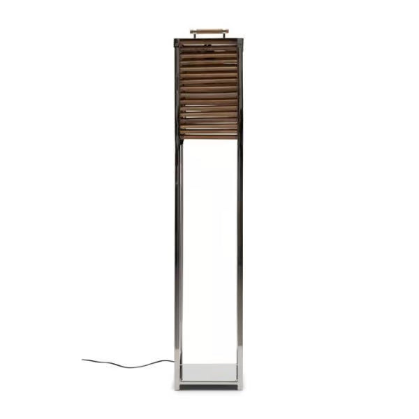 Stehlampe Silber-Holz Landhaus, Stehleuchte Silber, Höhe 125 cm