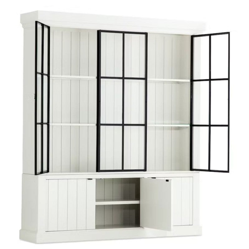 Vitrinen weiß Eiche, Geschirrschrank weiß Holz Eiche, Breite 190 cm