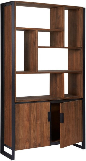 Regal Holz Industriedesign, Bücherregal Metall Holz, Holzregal Metallrahmen,  Breite 110 cm