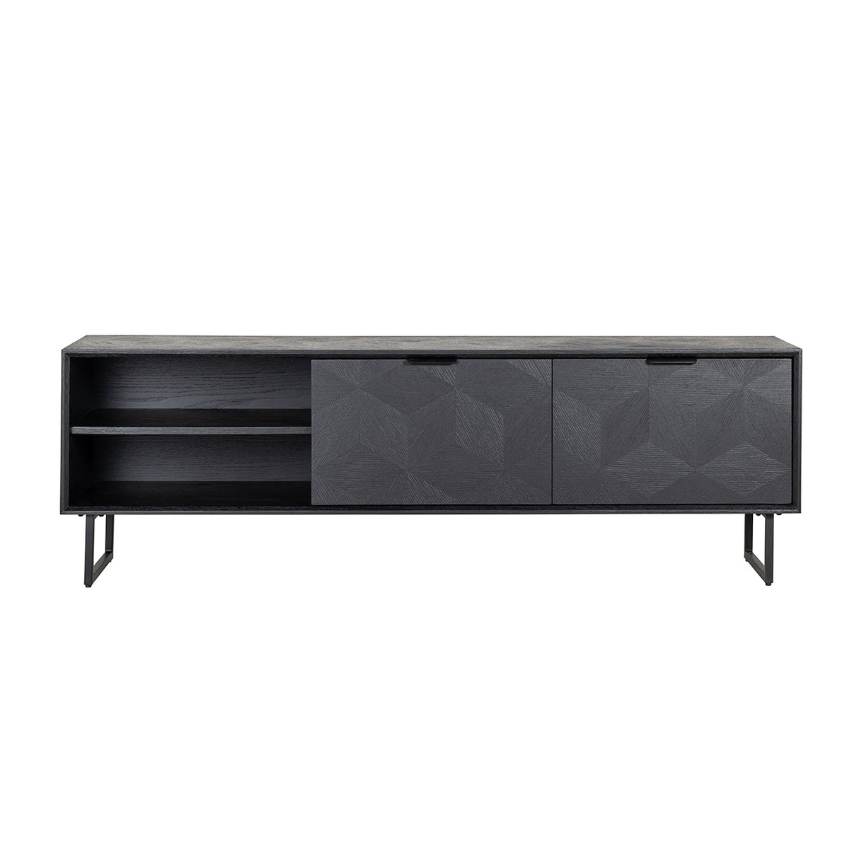Fernsehschrank Eiche furniert, TV Schrank schwarz, Breite 180 cm