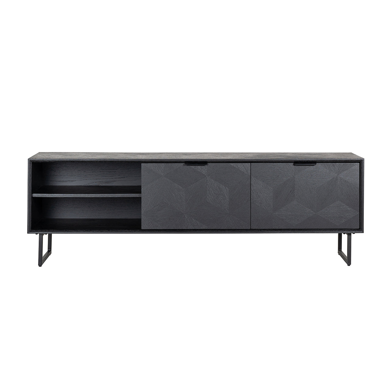 Fernsehschrank Eiche furniert, TV Schrank schwarz, Breite 180 cm