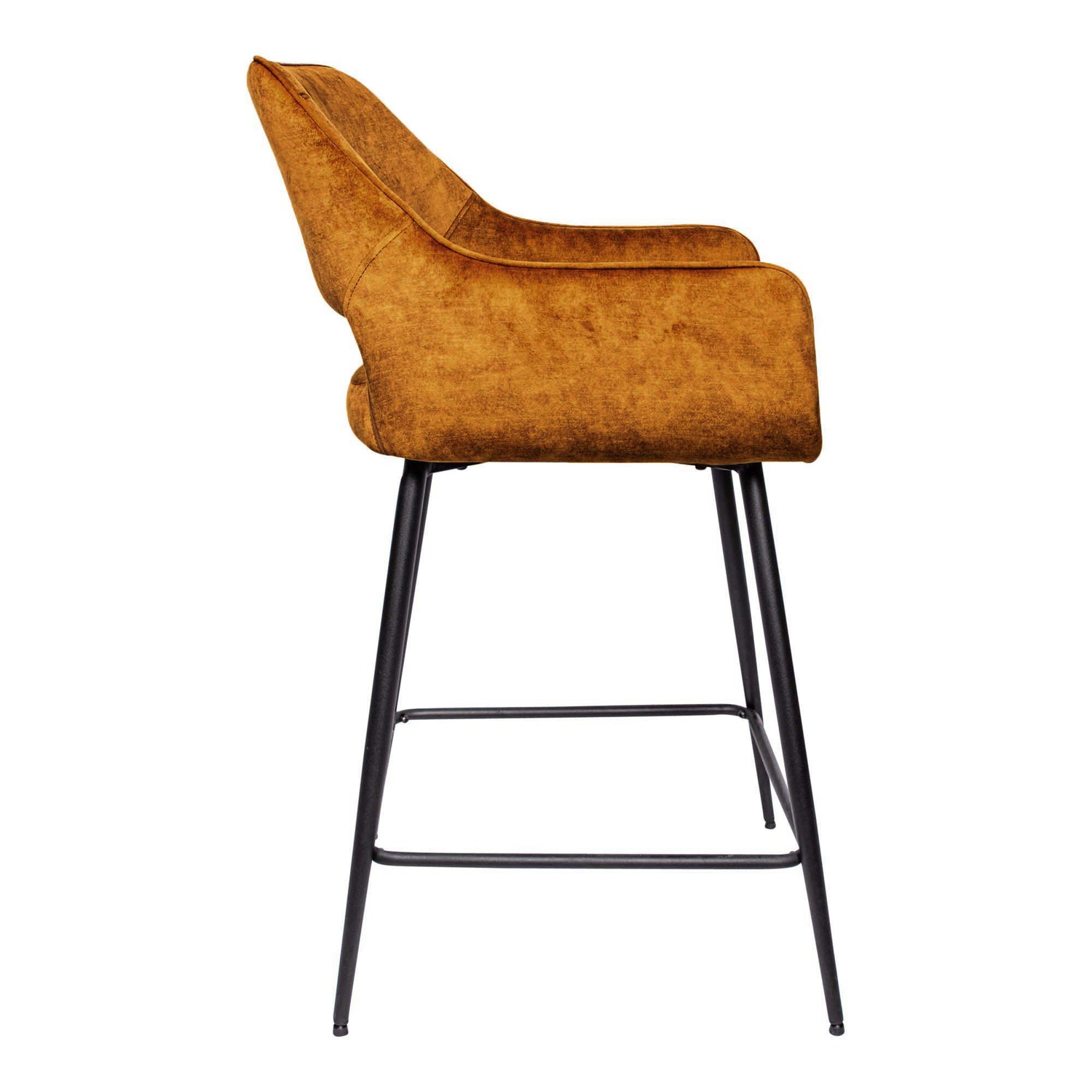 Barstuhl Senf-gelb, Barstuhl gepolstert Metall-Gestell, Sitzhöhe 65 cm