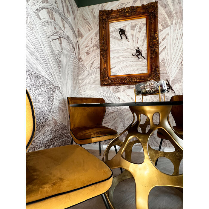 Runder Glastisch Gold, Esstisch rund Gold, Glastisch rund, Durchmesser 120 cm