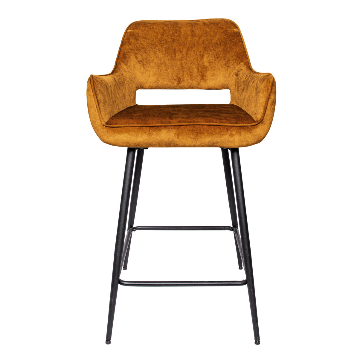 Barstuhl Senf-gelb, Barstuhl gepolstert Metall-Gestell, Sitzhöhe 65 cm