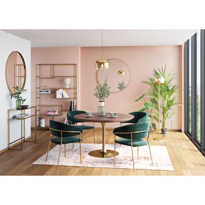 Runder Esstisch Gold Walnuss-braun , Esstisch rund Gold, Tisch rund Gold, Durchmesser 120 cm