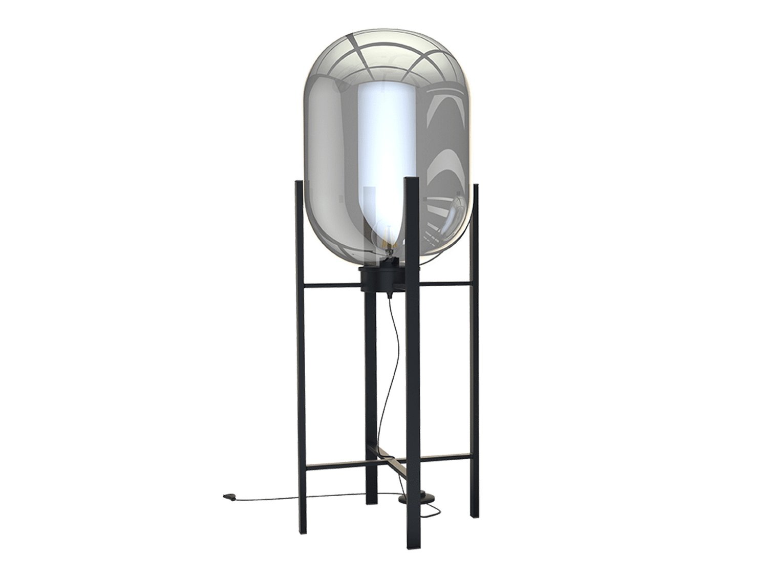 Stehlampe Glas Metall, moderne Stehleuchte schwarz, Stehlampe schwarz, Höhe 90 cm