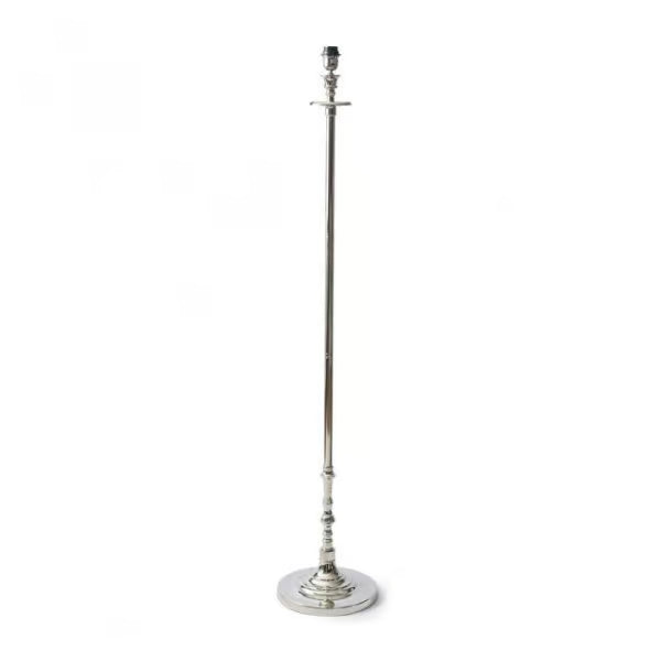 Stehlampe Silber Landhaus, Stehleuchte Silber mit Lampenschirm, Höhe 155-175 cm