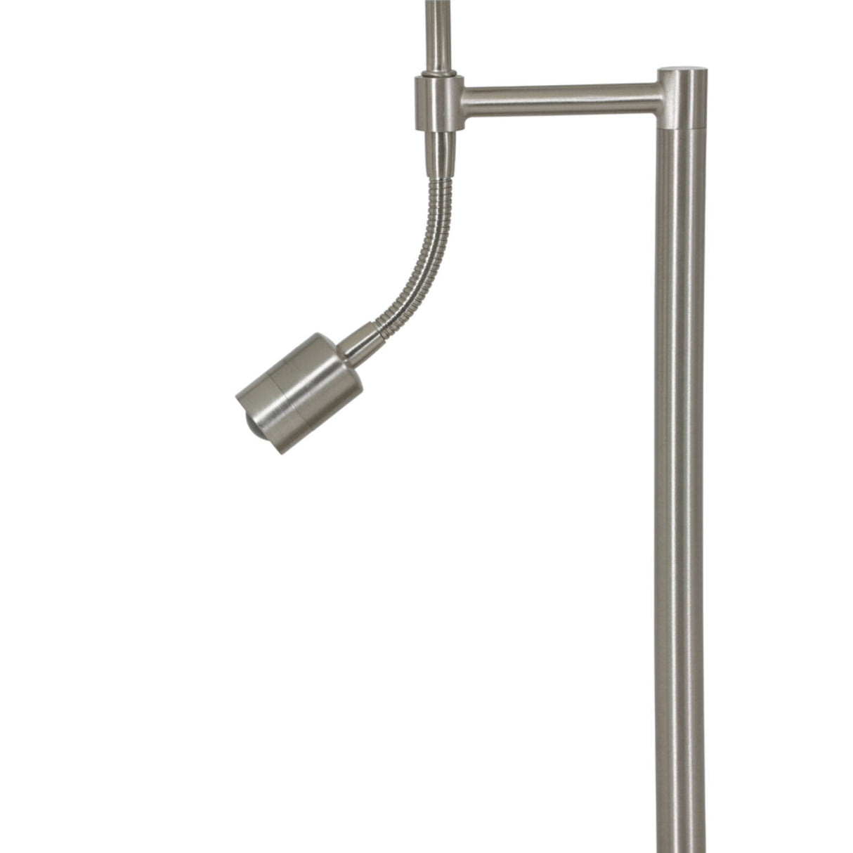 Stehleuchte Silber, Lampenfuß Silber satiniert mit LED Leselampe, Stehlampe Silber satiniert, Höhe 138 cm
