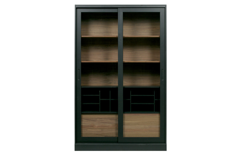 Vitrine schwarz, Geschirrschrank schwarz, Wohnzimmerschrank schwarz,  Breite 125 cm