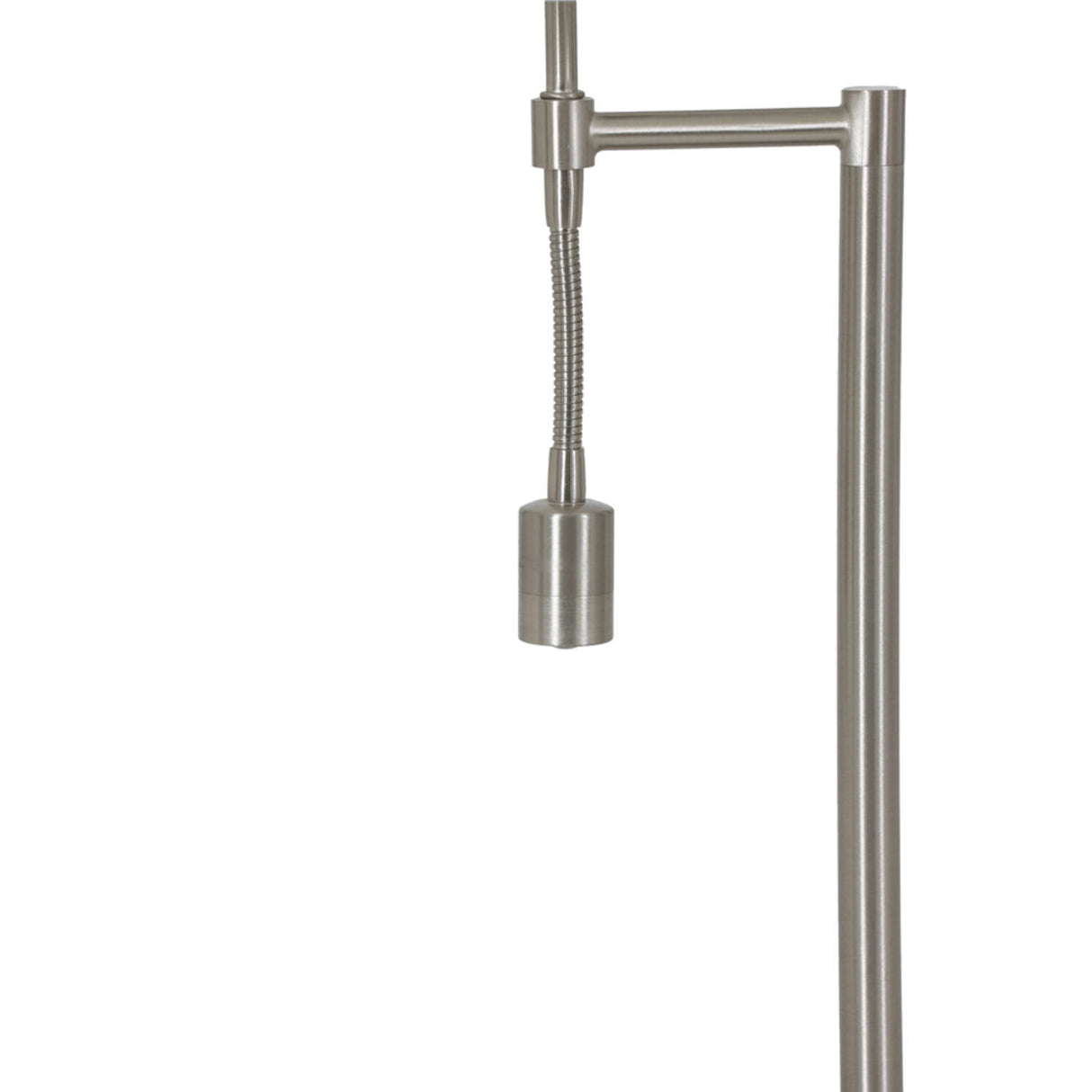 Stehleuchte Silber, Lampenfuß Silber satiniert mit LED Leselampe, Stehlampe Silber satiniert, Höhe 138 cm