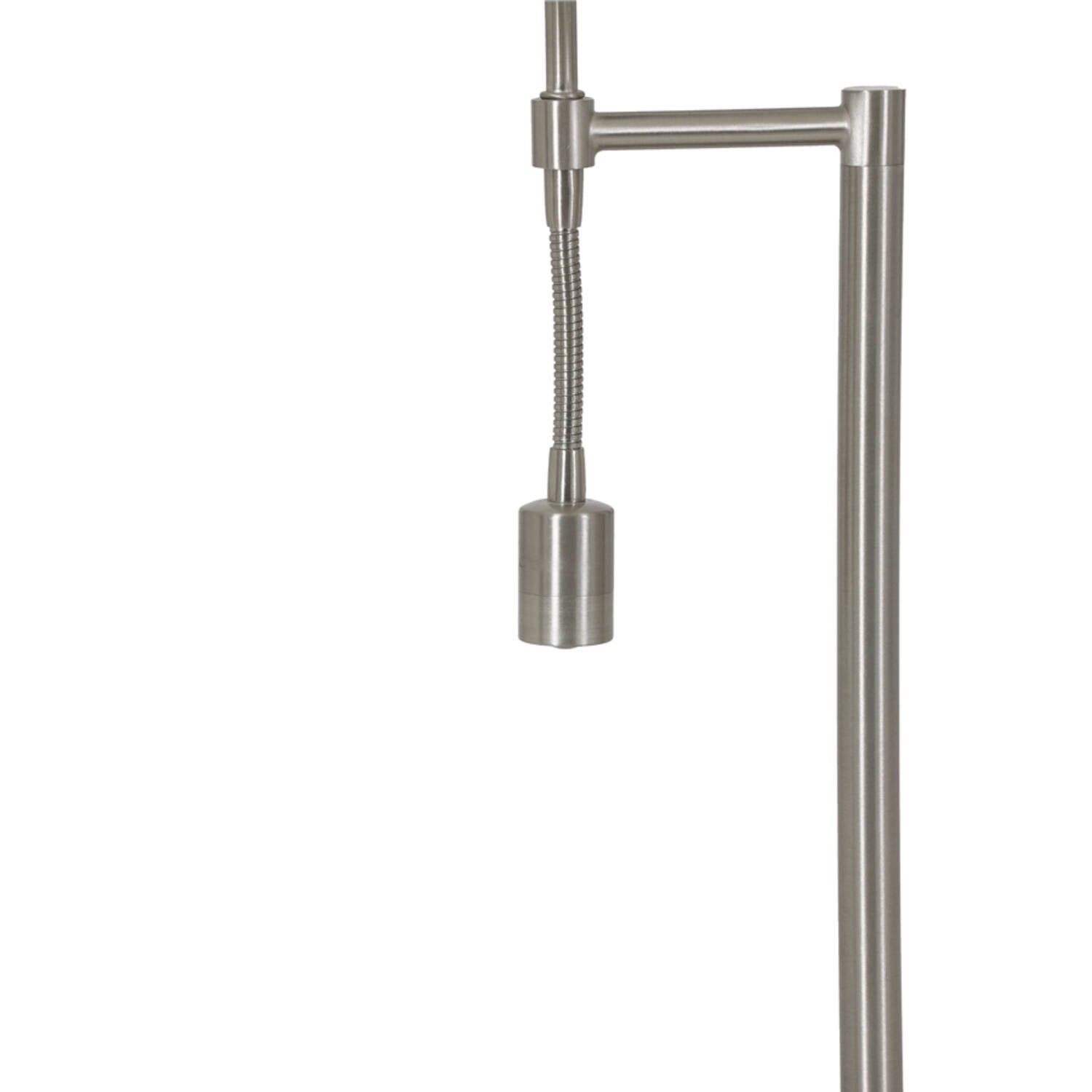 Stehleuchte Silber, Lampenfuß Silber satiniert mit LED Leselampe, Stehlampe Silber satiniert, Höhe 138 cm