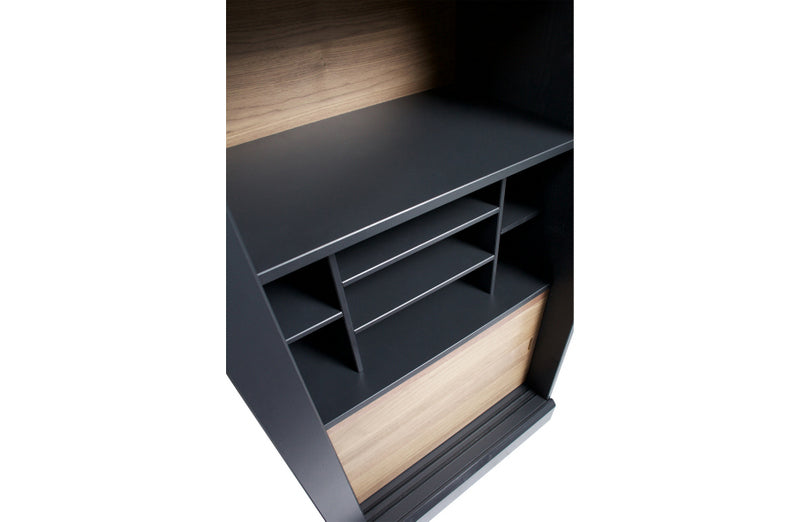 Vitrine schwarz, Geschirrschrank schwarz, Wohnzimmerschrank schwarz,  Breite 125 cm