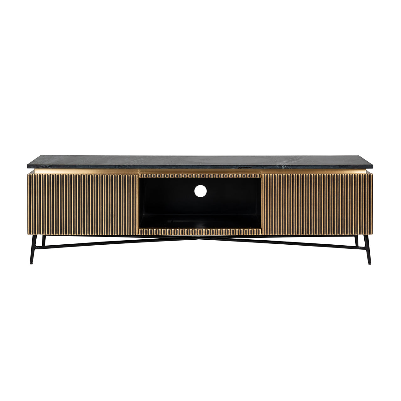 Fernsehschrank Gold mit Marmorplatte, TV Schrank Gold, Breite 170 cm