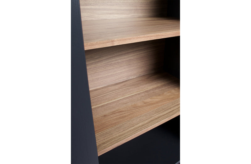 Vitrine schwarz, Geschirrschrank schwarz, Wohnzimmerschrank schwarz,  Breite 125 cm