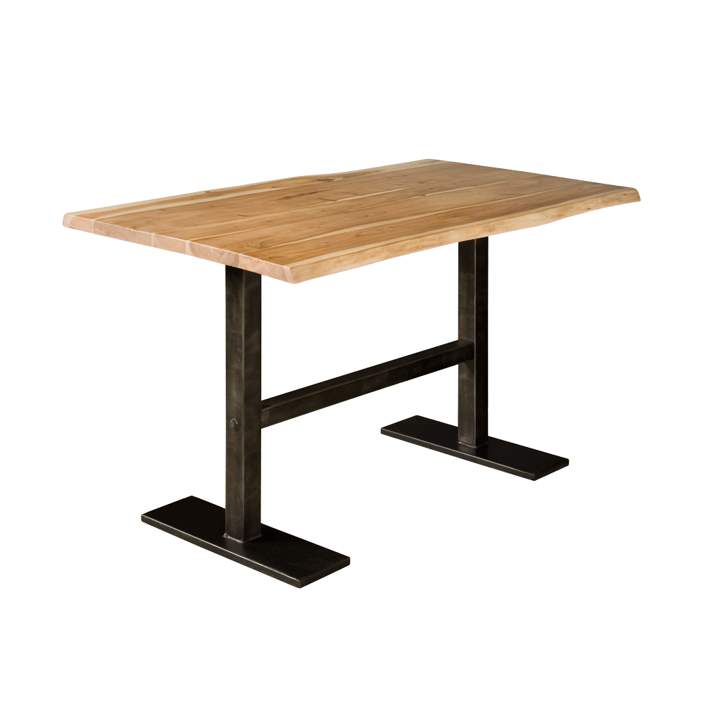 Bartisch Naturholzkante, Bartisch Metall-Gestell, Bartisch Breite 140 cm, Höhe 94 cm