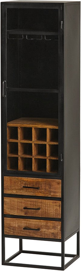 Weinschrank Metall, Weinschrank schwarz, Vitrine Weinschrank schwarz, Breite 45 cm