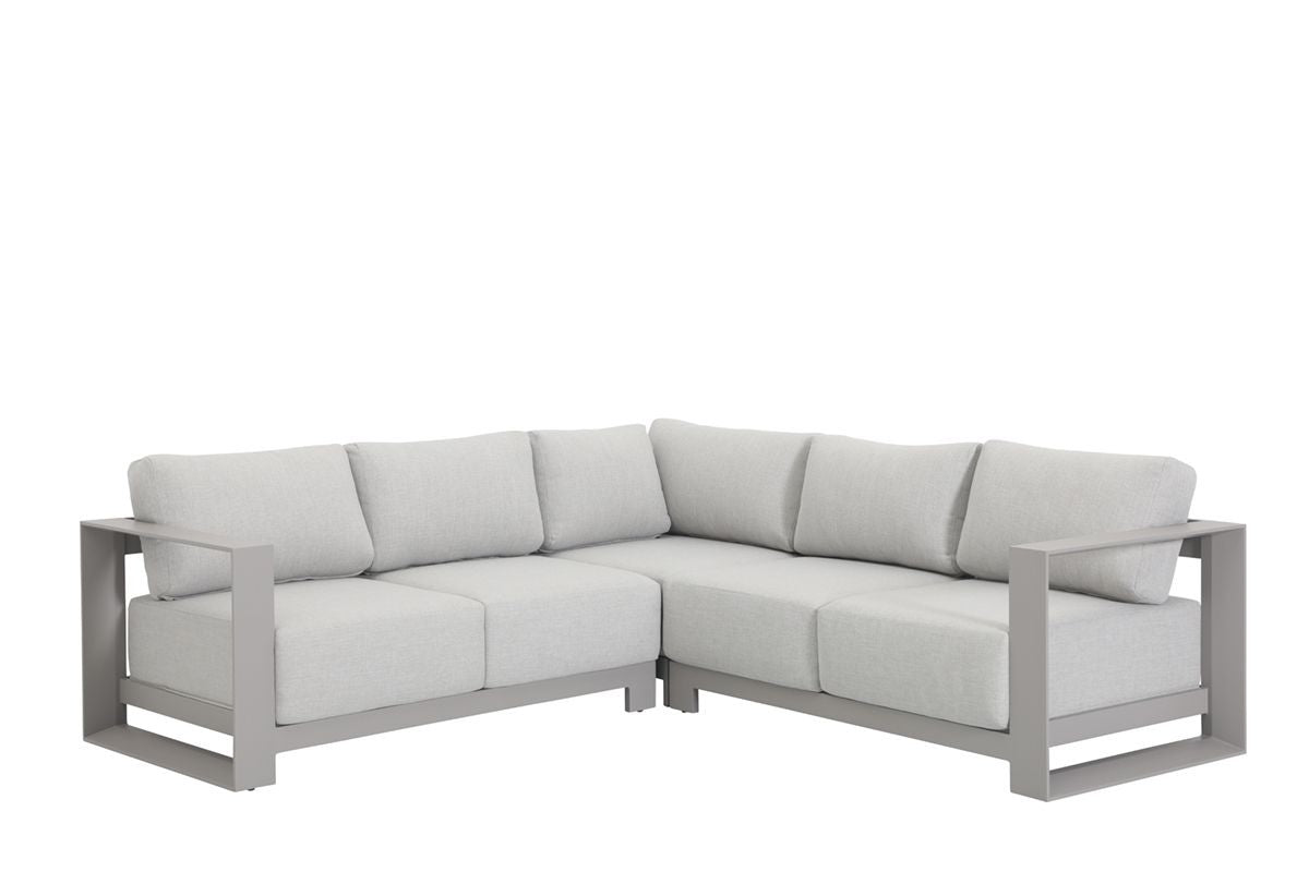 Loungesofa taupe 4-teilig, Gartenecksofa taupe, Eck-Gartensofa grau, Maße 230x230 cm