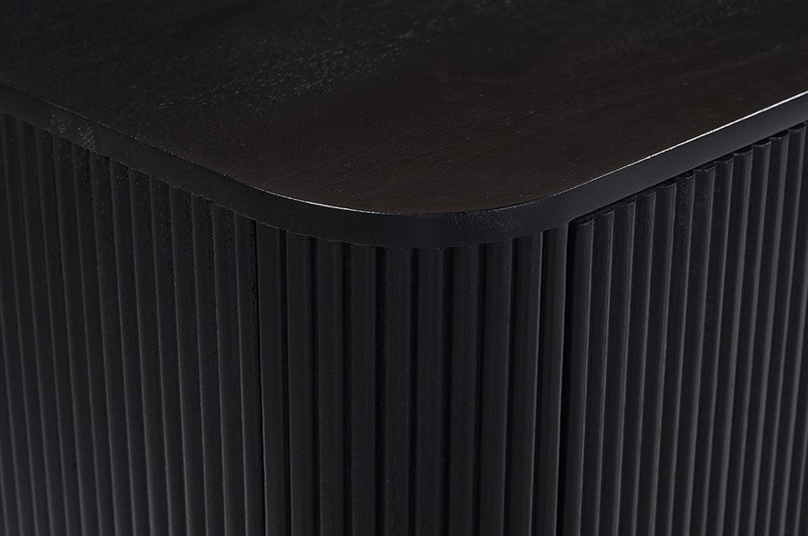 Sideboard schwarz-Gold Massivholz, Anrichte schwarz Holz, Sideboard Holz schwarz, Breite 180 cm