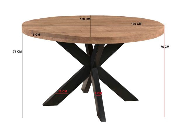 Runder Tisch Industriedesign, Tisch rund Metall-Gestell,Tisch Altholz rund, Durchmesser 150 cm