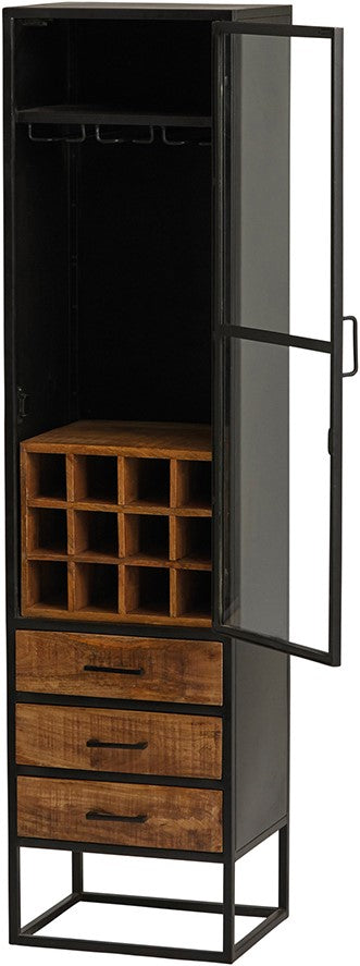 Weinschrank Metall, Weinschrank schwarz, Vitrine Weinschrank schwarz, Breite 45 cm